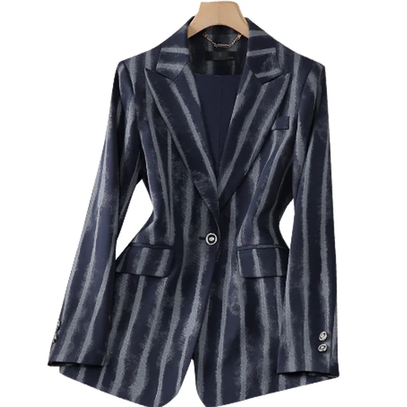 Fashion Autumn Winter Ladies Pant Suit Women Striped Female Business Work Wear Jacket Blazer and Trouser Formal 2 Piece Set