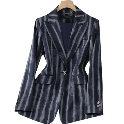 Fashion Autumn Winter Ladies Pant Suit Women Striped Female Business Work Wear Jacket Blazer and Trouser Formal 2 Piece Set