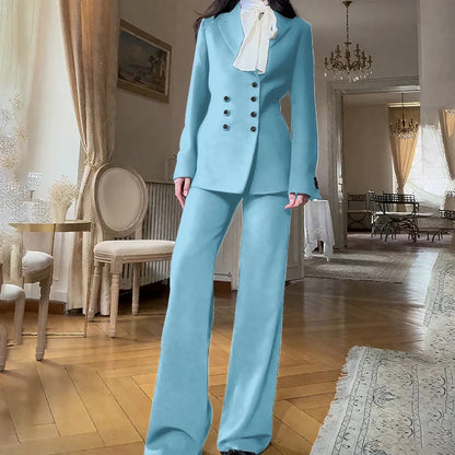 2025 New Women Casual Blazer Suit Set with Double-breasted Office Formal Pant Suit Separates Slim Fit Custom Made Traje de Mujer