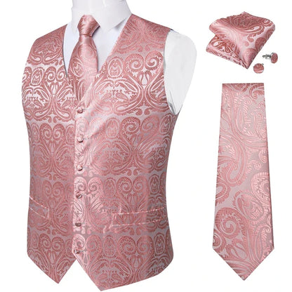 Men's Suit Vest and Tie Set – Single Breasted Waistcoat with Necktie and Pocket Square for Weddings and Business Events