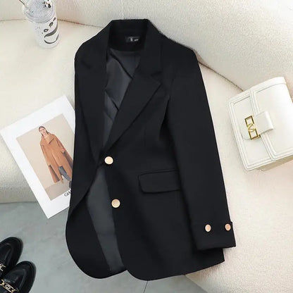 Autumn Blazers Femme 2024 Korean Fashion Office Lady Formal Jackets Coats Elegant Outerwears Long Sleeve Casual Solid Tops