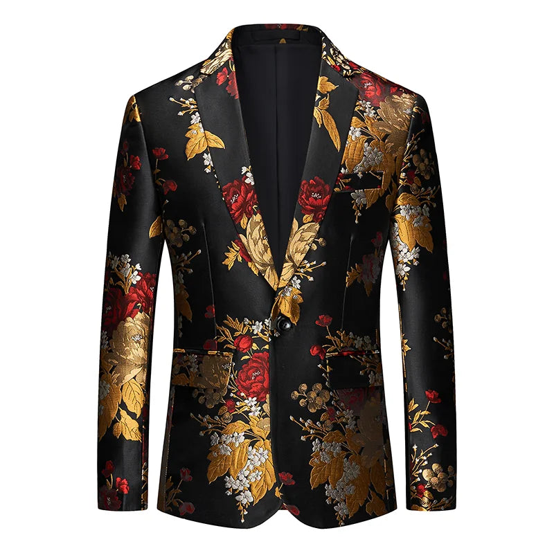 Men's Jacquard Blazer Single Breasted Slim Fit Smart Casual Wedding
