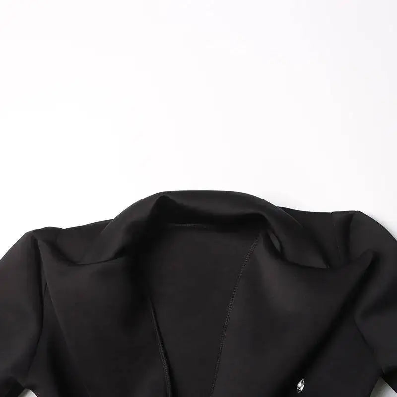 Sexy Socialite Style Blazer Dress 2025 Spring Autumn New Women's Turn-Down Collar Long Sleeve Sequin Diamond Jacket  HK8313