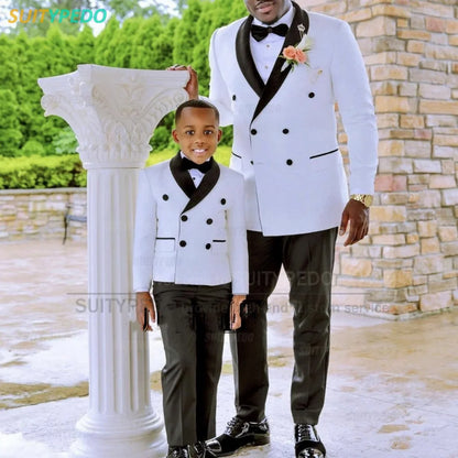 Newest Boy's Suit Set Fashion Jacquard Weave Blazer Wedding Party Kids Costume Piano Performance Jacket Pants 2 Pieces Outfits