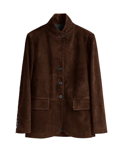 Men's Casual Blazer Maillard style Jacket Long Sleeve Solid Color Single Breasted Button Fashion Sport Coats Autumn Winter