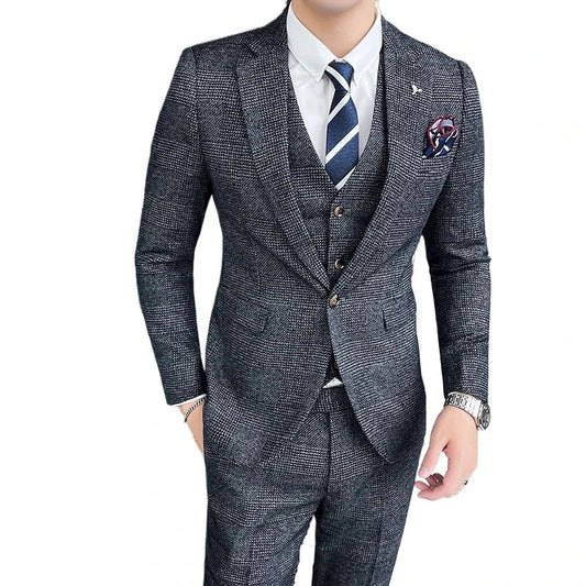 Men's 3-Piece Hemp Suit – Cotton Linen Blazer, Vest & Pants for Business, Wedding & Smart Casual Wear