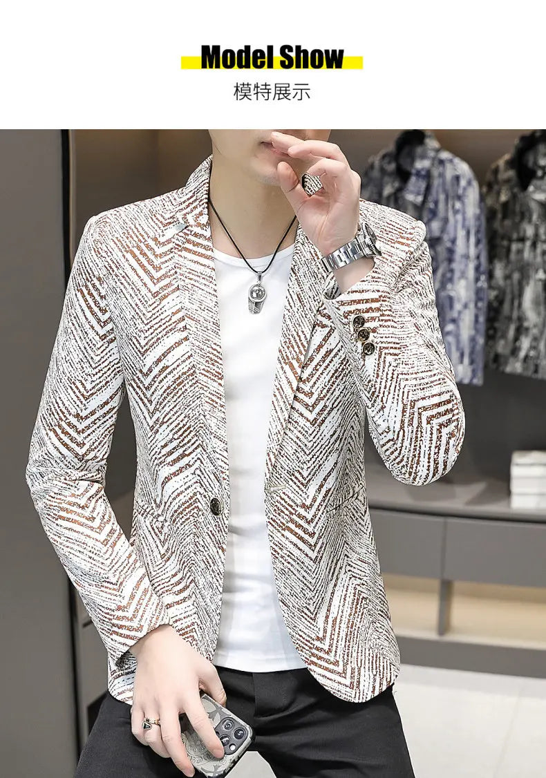 Blazer Men's Fashion Outdoor Travel Gentleman Wedding Slimming Business Versatile Trendy Casual Korean-style Formal Wear Blazer
