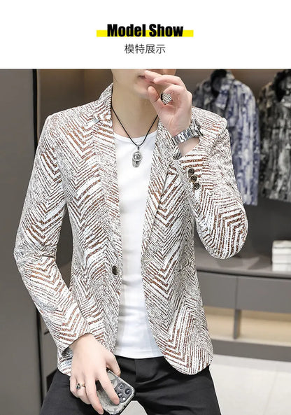 Blazer Men's Fashion Outdoor Travel Gentleman Wedding Slimming Business Versatile Trendy Casual Korean-style Formal Wear Blazer