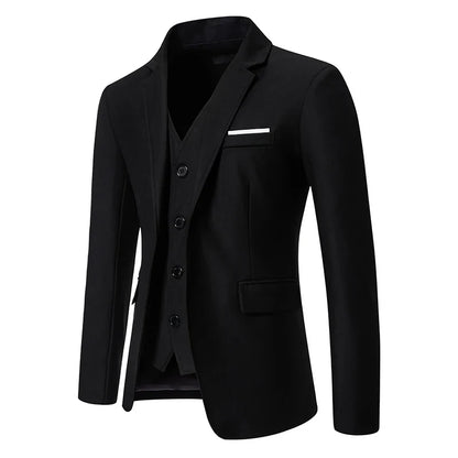 Blazer Men's Fashion Gentleman Solid Color Comfortable Business Color Match with Fake Two Wedding Casual Banquet Slim Suit