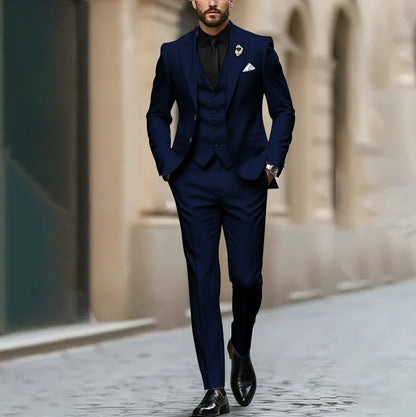 Purple Men Suit Single-breasted Peak Lapel 3 Pieces(Jacket+Pants+Vest) Male Formal Wedding Party Set