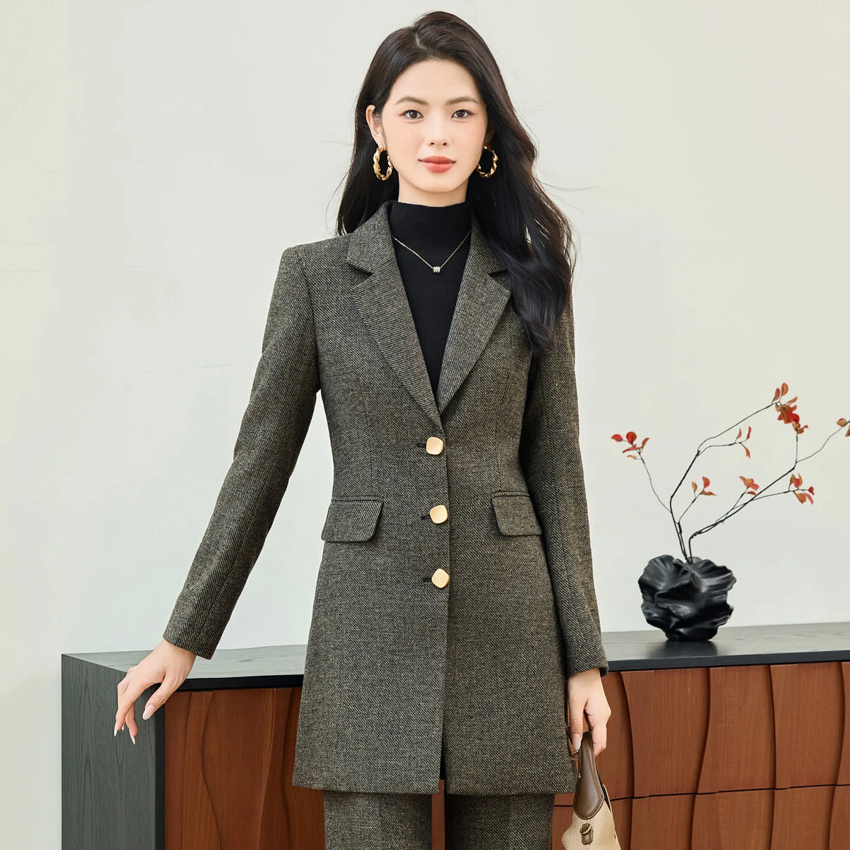 High End Windbreaker Coat Professional Suit Female Autumn Winter Formal Ladies Lengthen Business Suits Women Work Office Uniform