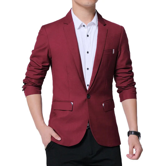 Blazer Men's Fashion Premium Business Outdoor Gentleman Self-cultivation English Style Solid Color Casual Hosts Weddings Blazer