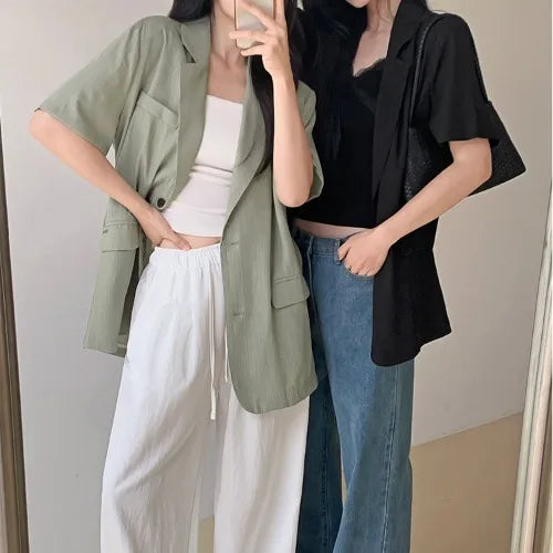 Chic Summer Short Sleeve Women's  Lightweight Loose Casual Design Sense Elegance Small Western Style Top Trendy