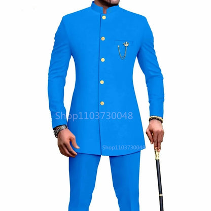 New Style Suits for Men 2 Pieces Business Blazer and Pants Set Elegant Slim Fit Men's Suit for Wedding Prom Groomsmen Outfits