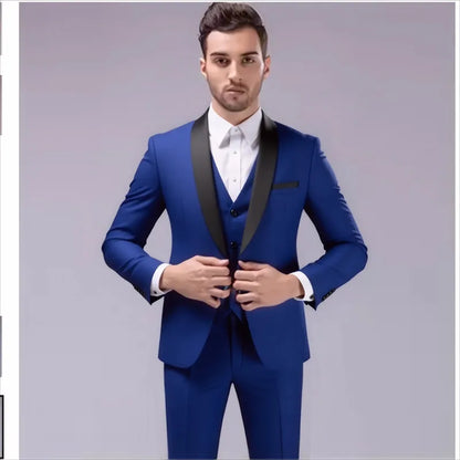 Costume 3 pièces de smoking multi-couleurs pour homme, revers châle noir, coupe ajustée, tenue formelle pour mariage, bal de promo et banquet