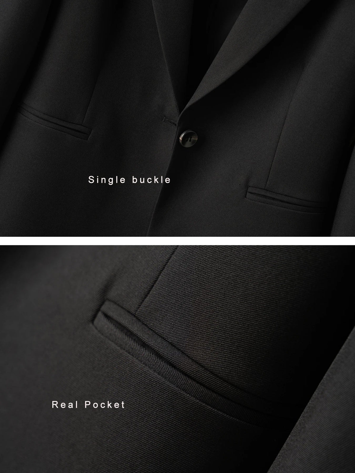 Elegant mid-length black womens blazer for autumn and winter simple one-button design with a slimming drape effect suitable for commuting
