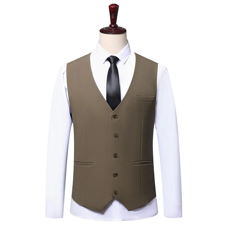 Men's Plus Size Vest Checkered Single Breasted Waistcoat for Wedding Groom Groomsmen