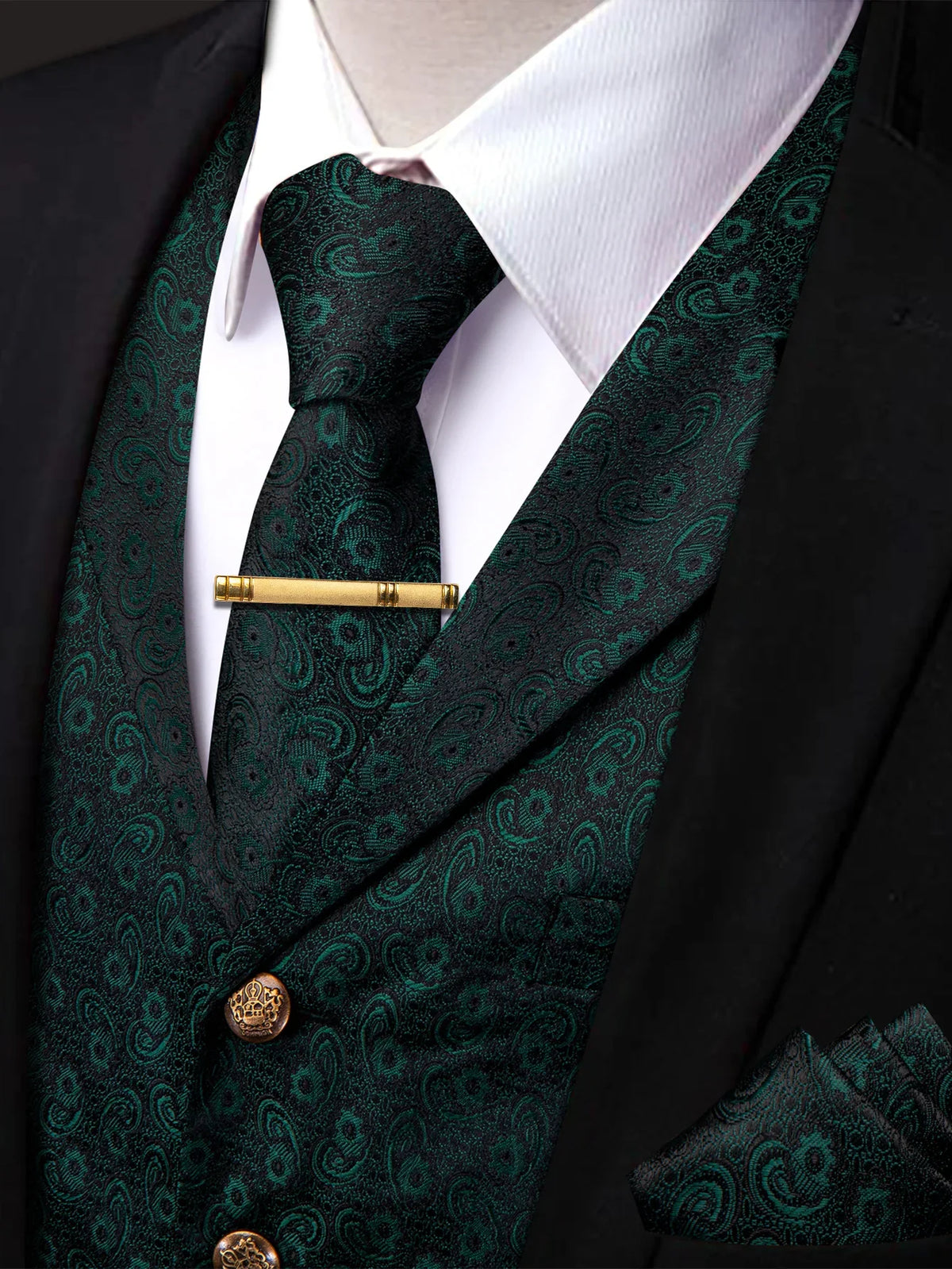 Men's Vest and Tie Set – Paisley Floral Waistcoat with Necktie for Weddings and Business Occasions
