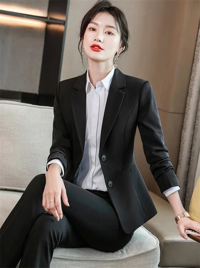2025 New Blazer Trousers Women's Suit Sets Long Sleeve Jacket Blazer Casual Office Ladies Pantsuit For Business Clothing