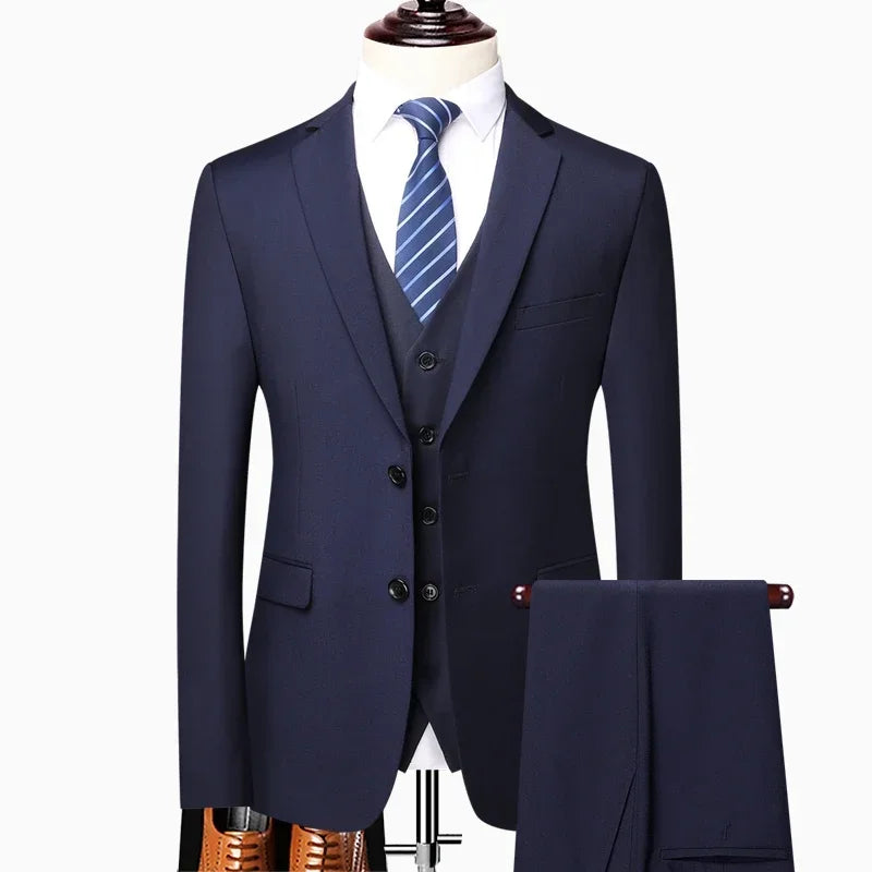 Men's 3-Piece Suit – Slim Fit Blazer Vest Pants Set for Business, Wedding & Casual Wear