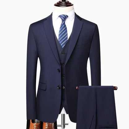 Men's 3-Piece Suit – Slim Fit Blazer Vest Pants Set for Business, Wedding & Casual Wear