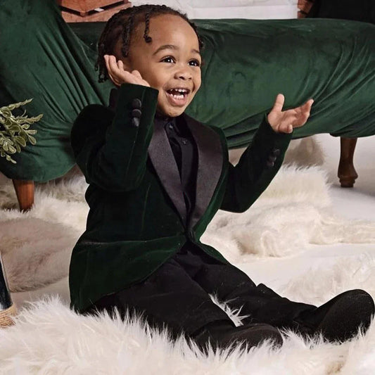 Chic Velvet Boy Suits 2 Piece Shawl Lapel Formal Party Wedding Tuxedos Casual Daily Clothes for Children from 1 to 13 Years