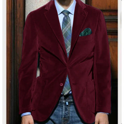 Men's Velvet Blazer Single-Breasted Slim Fit Sport Coat for Business and Formal Occasions