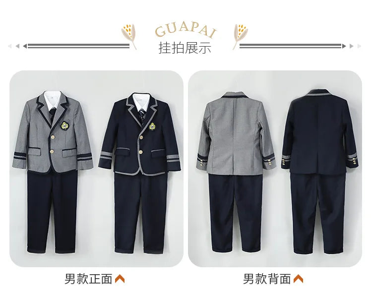 3-15T Children's School Uniform Boys Girls Graduation Event Performance Ceremony Kindergarten Costume Twins Birthday Party Dress