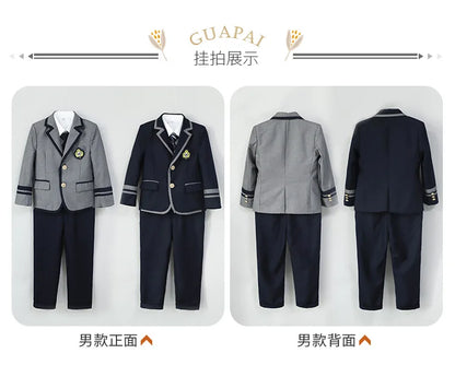 3-15T Children's School Uniform Boys Girls Graduation Event Performance Ceremony Kindergarten Costume Twins Birthday Party Dress