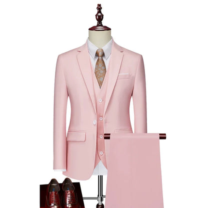 Men's Three-Piece Suit – Slim Fit Wedding & Business Formal Suit with Vest and Trousers