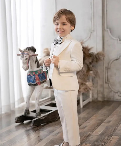 Children White Baptism 3Pieces/Set Jacket Vest Pants Ceremony Photograph Suit Boys Party Dress Kids Piano Performance Costume