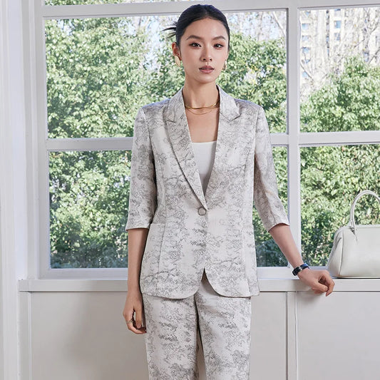 Women Wine Red Professional Suit Slim Fit Blazer And Pants Set Elegant Office Workwear High-End Fashion for Spring Summer