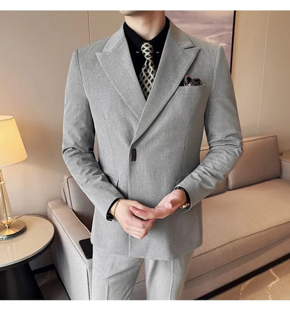 Men's 3-Piece Slim Fit Suit Set – Jacket, Vest & Pants for Wedding, Prom & Business