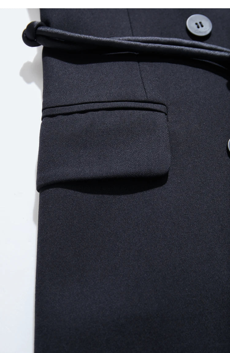 Minimalist Blazer for Woman 2026 Autumn Long Simple Basics Commuter Jacket With Waist Rope Slim Fit Blazers 12343036