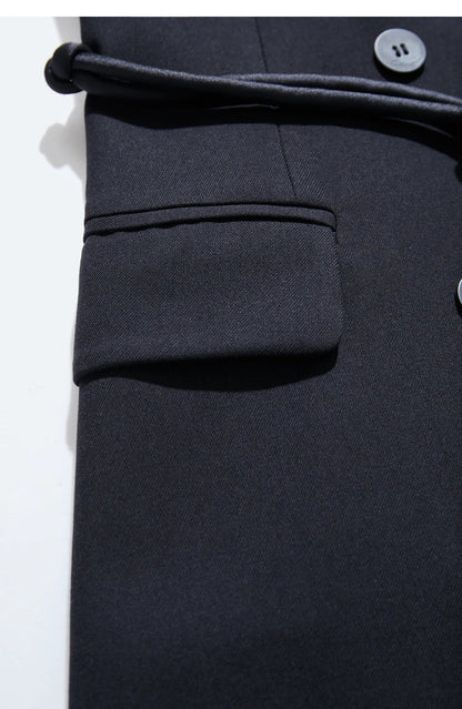 Minimalist Blazer for Woman 2026 Autumn Long Simple Basics Commuter Jacket With Waist Rope Slim Fit Blazers 12343036