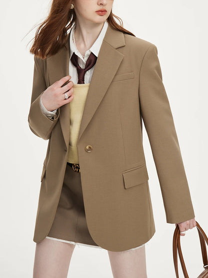 Office Lady Minimalist One Button Temperament Suit Jacket for Women in Autumn 2024 New Style Women Casual Blazer 24FS13165