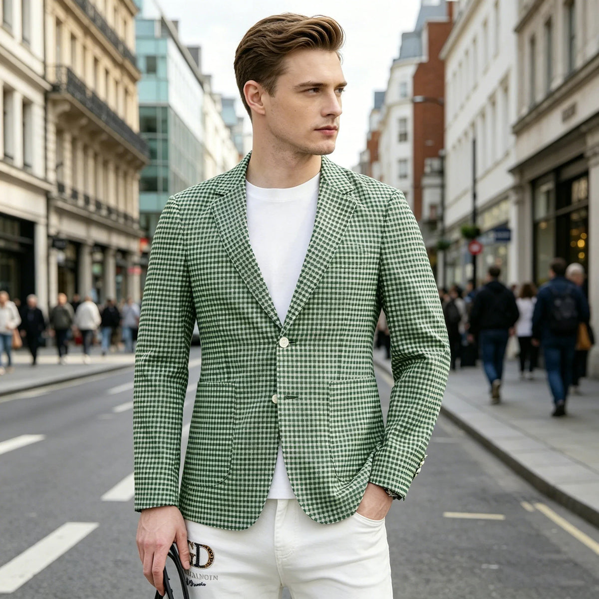 Men's Plaid Blazer Slim Fit Business Casual Checkered Suit Jacket Lightweight Notched Lapel Sport Coats for Office Daily Wear