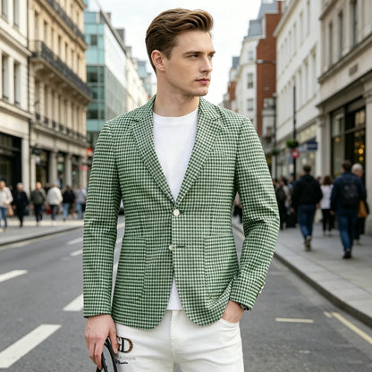 Men's Plaid Blazer Slim Fit Business Casual Checkered Suit Jacket Lightweight Notched Lapel Sport Coats for Office Daily Wear