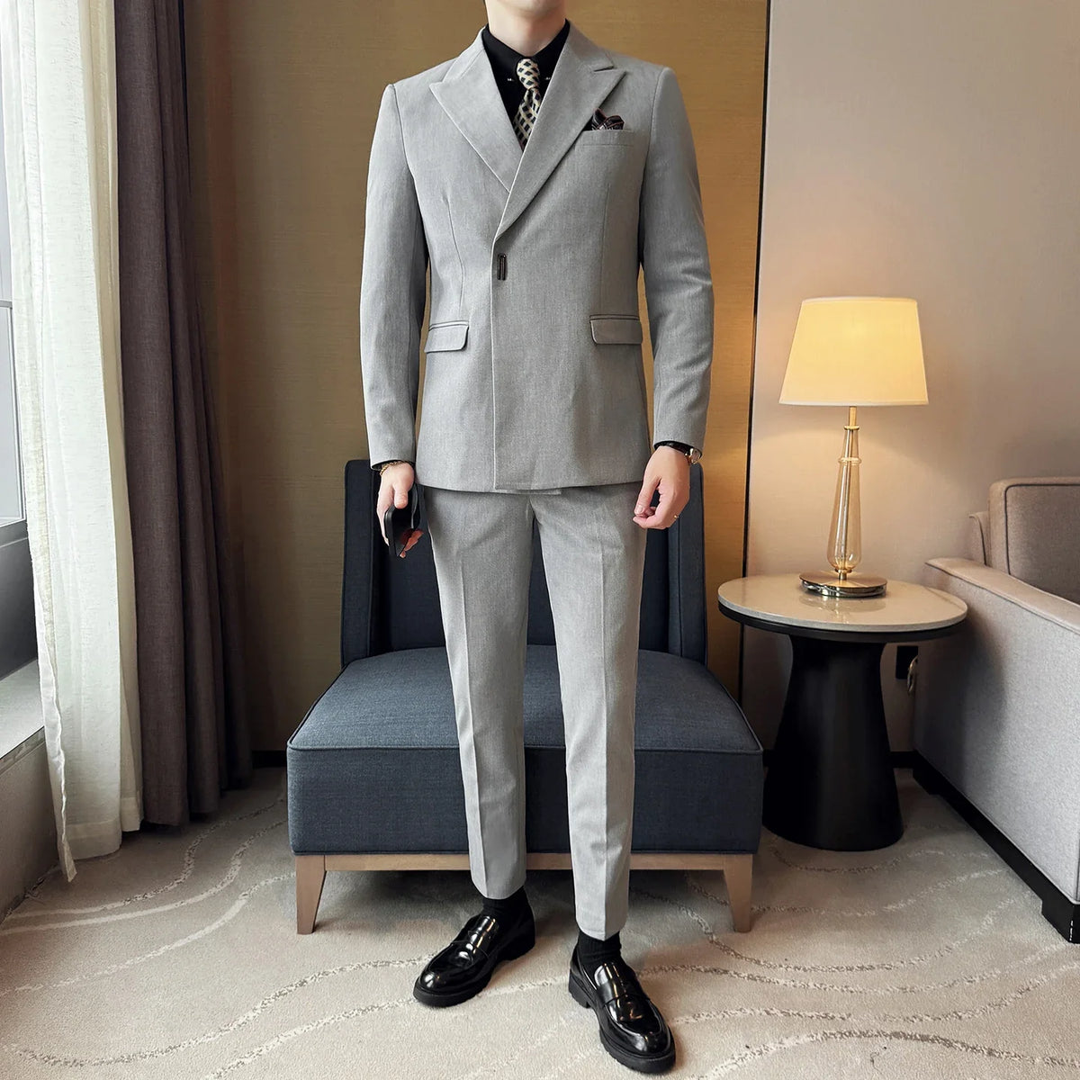Men's 3-Piece Slim Fit Suit Set – Jacket, Vest & Pants for Wedding, Prom & Business