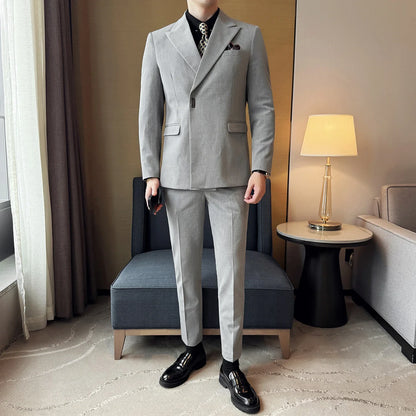 Men's 3-Piece Slim Fit Suit Set – Jacket, Vest & Pants for Wedding, Prom & Business
