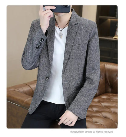 Blazer Men's Fashion Business Gentleman Groom Professional Gentleman Form-fitting Versatile Casual Formal Wear High-end Blazer