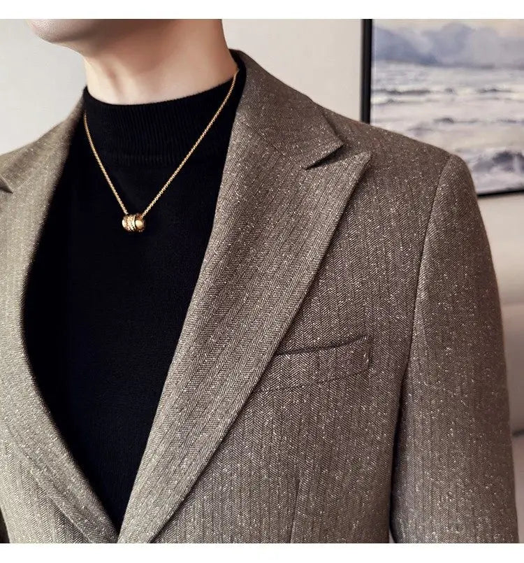 Men's Blazer Single Breasted Slim Fit Korean Style Casual Suit Jacket