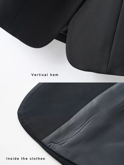 Black Round Neck Single-Breasted Fashion Vest for Women, Spring & Fall Fashionable Slim Sleeveless Suit Vest Top for Outer Wear