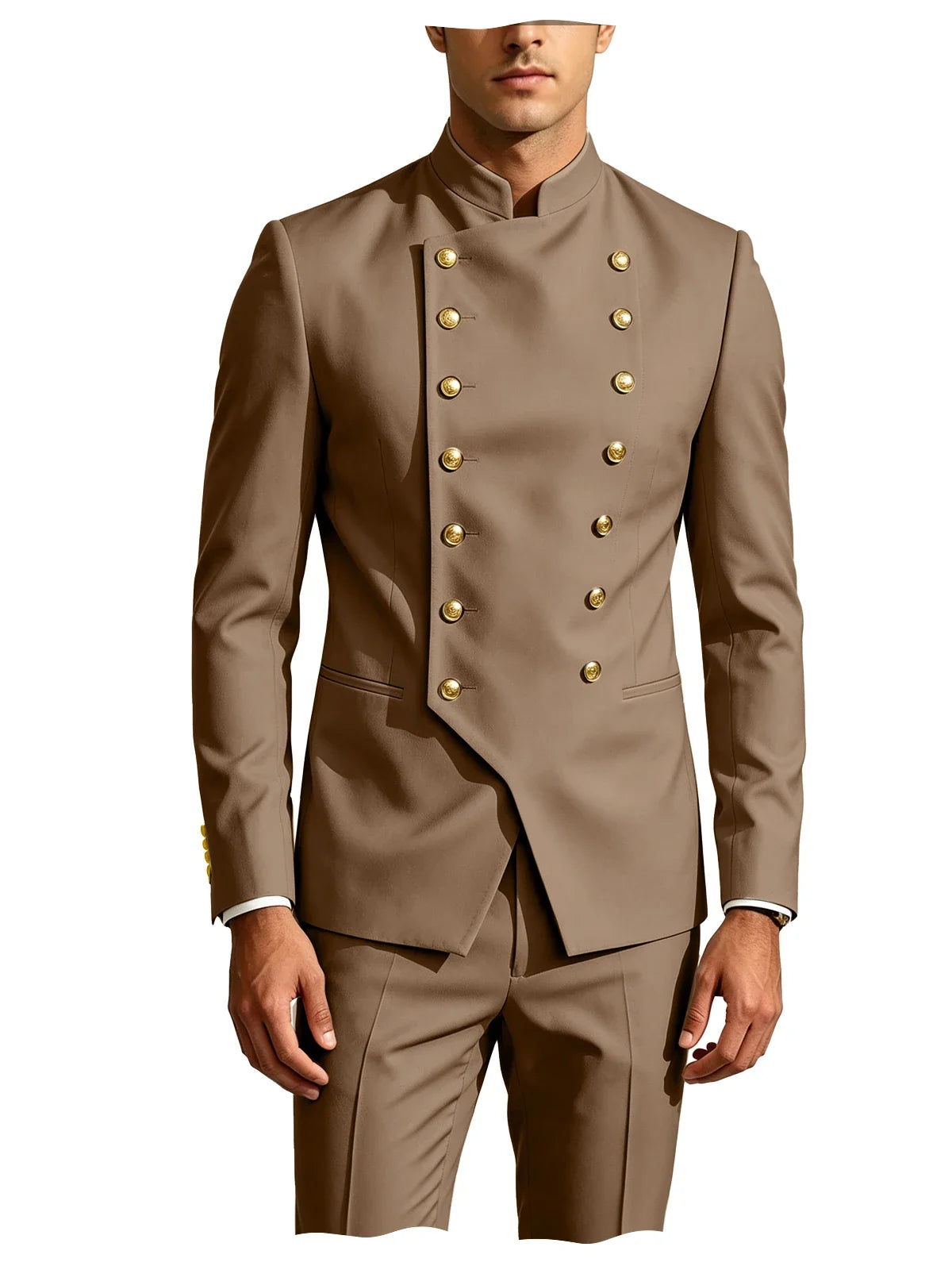 Men's Suit 2-Piece Double Breasted Slim Fit Blazer Pants Set for Wedding
