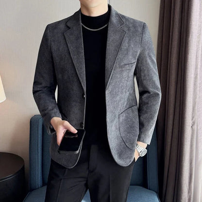 High-end Design, Fashionable, Cool and Trendy Business Casual Banquet New Corduroy Suit Banquet Fine Jacket