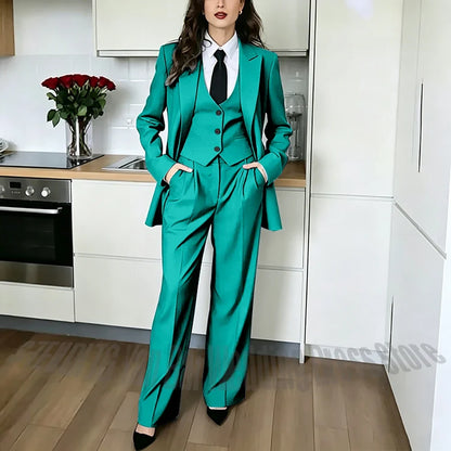 Classic Peaked Lapel Women's Pant Suits 3 Piece Formal Office Regular Fit Single Breasted Business Occasion Party Event Outfit