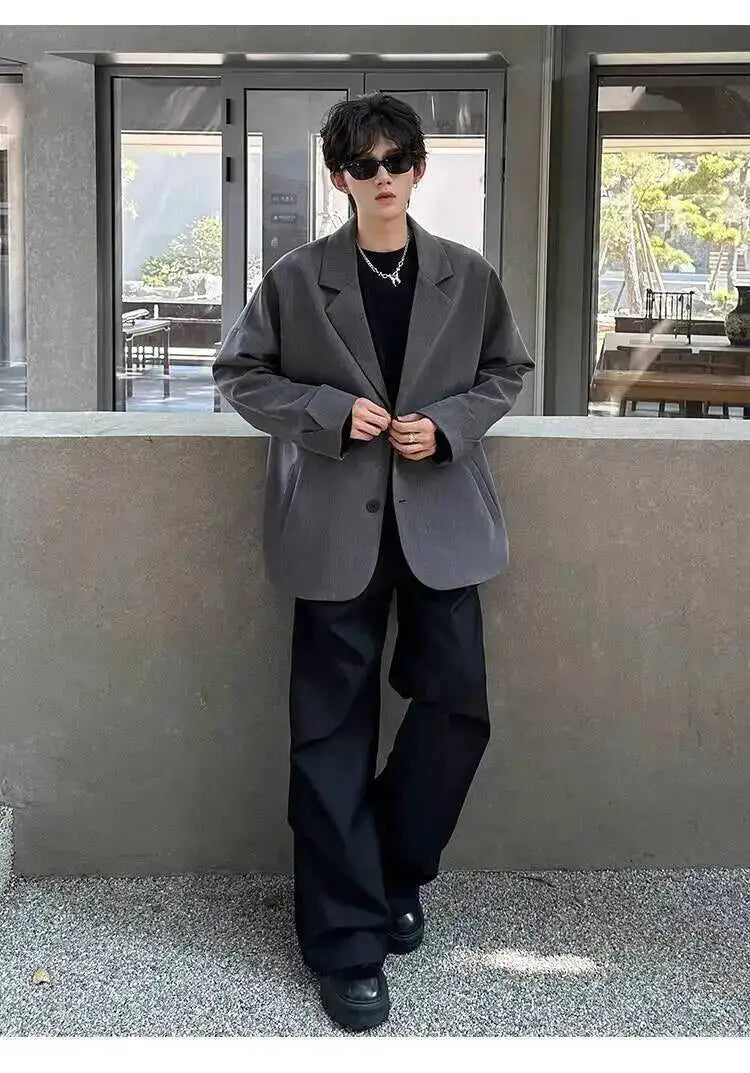 Men's Handsome Loose Casual Blazer Jacket Fashion Elegant 2026 New High Quality Stylish Social Solid Color Clothes JY7595