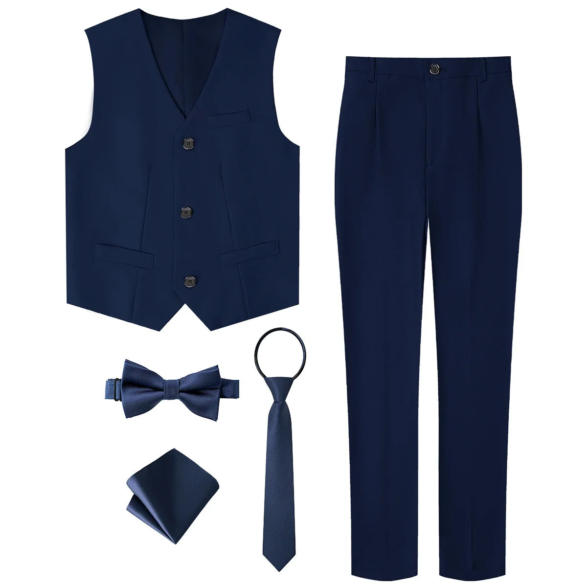 Kids Clothes Boys Suit Wedding Flower Formal Easter Child Party Ceremony Birthday Costume Photography with Vest Pants 5PCS