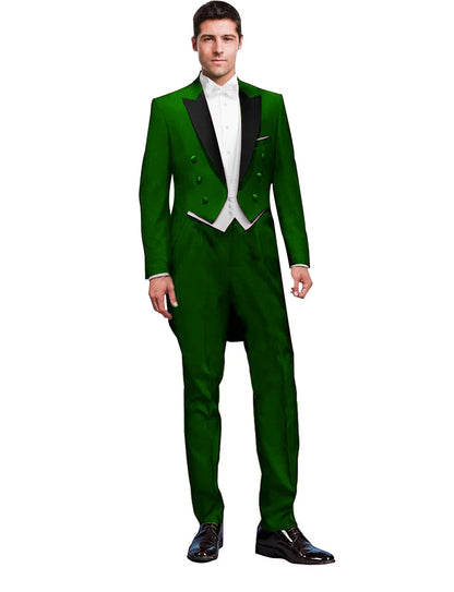 Costume 3 Pièces Solide pour Homme, Smoking de Mariage, Blazer Long, Garçon d'Honneur, Bal de Promo, Costume Masculin Tendance (Veste+Gilet+Pantalon)