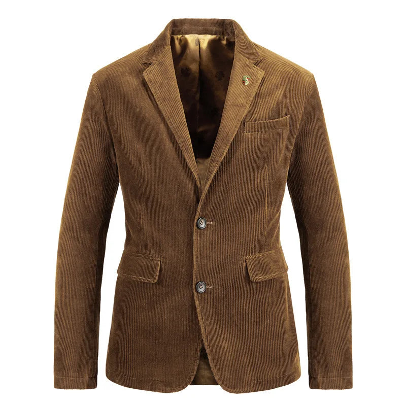 High Quality Men's Corduroy Blazer Oversized Male Suit Jacket Solid Casual Blazers Men Clothing Leisure Suit Coats 4XL